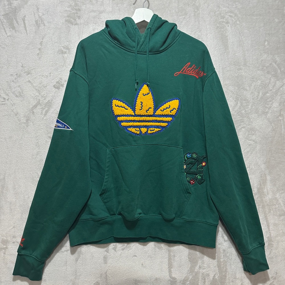Adidas Originals Men's Collegiate Badge Hoodie Green Sweatshirt